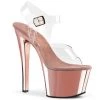 Pleaser SKY-308 Clear/Rose Gold Chrome Platform Sandal Shoes