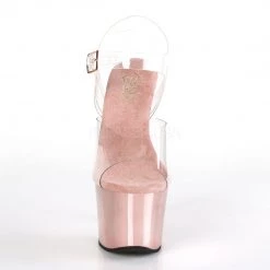 Pleaser SKY-308 Clear/Rose Gold Chrome Platform Sandal Shoes