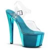 Pleaser SKY-308 Clear/Turquoise Chrome Platform Sandal