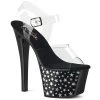 Pleaser Shoes SKY-308CP-1 Clear/Black-Silver Chrome Platform Sandal