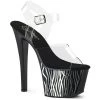 Pleaser Shoes SKY-308CP-2 Clear/Black-Silver Chrome Platform Sandal