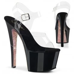 Pleaser SKY-308CRS Clear/Black-Champagne AB Rhinestone Platform Sandal