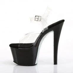 Pleaser SKY-308CRS Clear/Black-Silver AB Rhinestone Platform Sandal Shoes