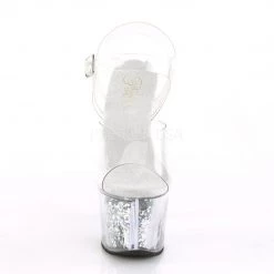 Pleaser SKY-308GF Clear/Silver Multi Glitter Platform Sandal