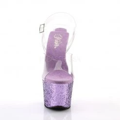 Pleaser SKY-308LG Clear/Lavender Glitter Platform Sandal Shoes