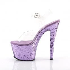 Pleaser SKY-308LG Clear/Lavender Glitter Platform Sandal Shoes