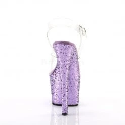 Pleaser SKY-308LG Clear/Lavender Glitter Platform Sandal Shoes