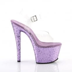 Pleaser SKY-308LG Clear/Lavender Glitter Platform Sandal Shoes