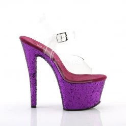 Pleaser Shoes SKY-308LG Clear/Purple Glitter Platform Sandal 12 Pleaser Shoes SKY-308LG Clear/Purple Glitter Platform Sandal