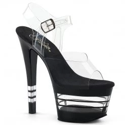 Pleaser Shoes SKY-308LN Clear/Black Platform Sandal
