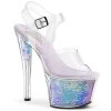 Pleaser SKY-308MC Clear/Lavender Hologram Inserts Platform Sandal