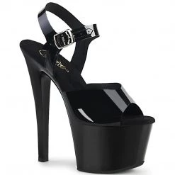 Pleaser SKY-308N Black (Jelly-Like) TPU/Black Platform Sandal Shoes