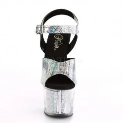 Pleaser Shoes SKY-308N-CRHM Black Hologram TPU/Black Hologram Platform Sandal