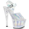 Pleaser Shoes SKY-308N-CRHM Silver Hologram TPU/Silver Hologram Platform Sandal