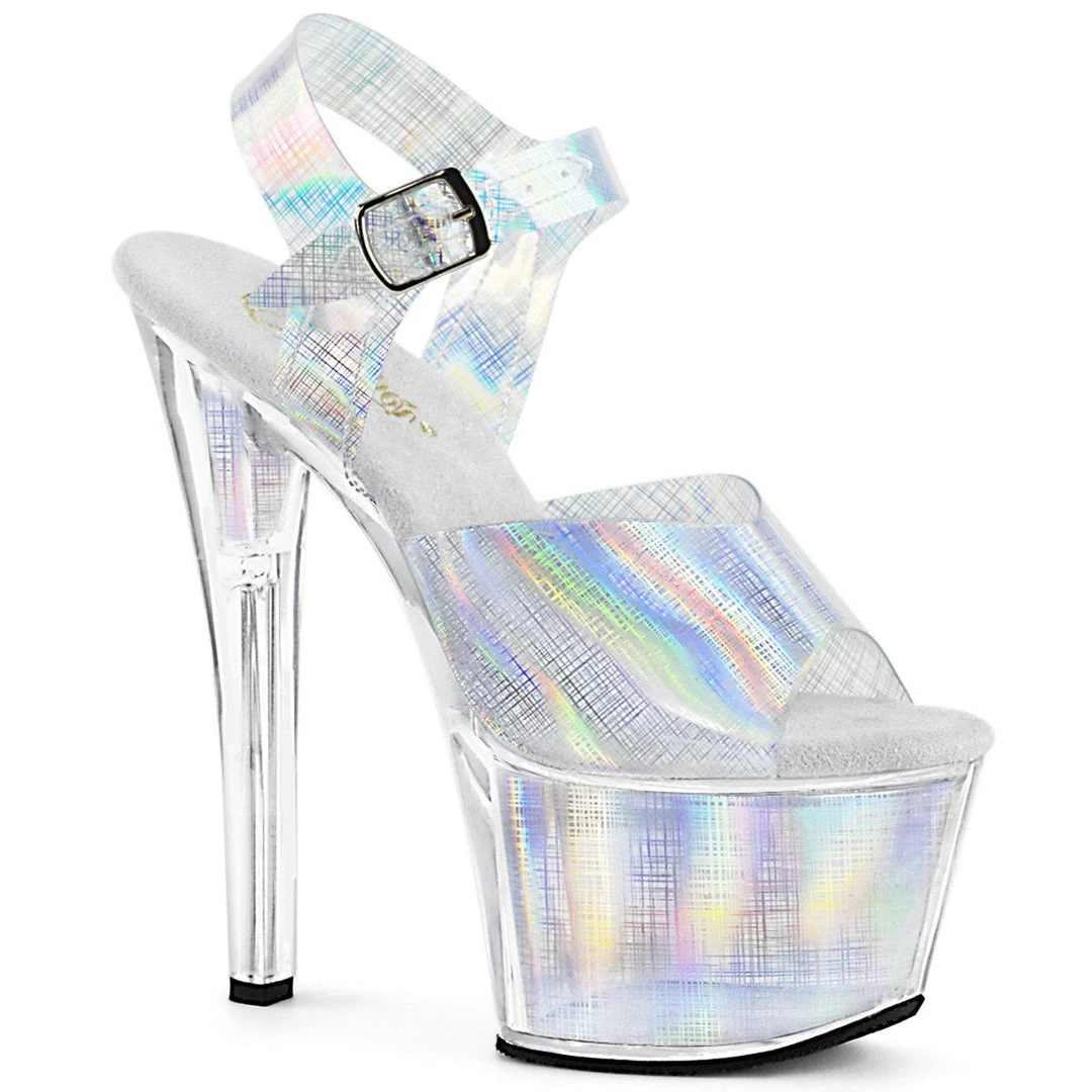 Pleaser Shoes SKY-308N-CRHM Silver Hologram TPU/Silver Hologram Platform Sandal 8 Pleaser Shoes SKY-308N-CRHM Silver Hologram TPU/Silver Hologram Platform Sandal
