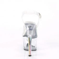 Pleaser SKY-308N-RBH Clear Hologram TPU/Clear Platform Sandal Shoes