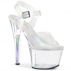 Pleaser SKY-308N-RBH Clear Hologram TPU/Clear Platform Sandal Shoes