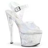 Pleaser Shoes SKY-308N Silver Hologram TPU/Silver Hologram Inserts Platform Sandal