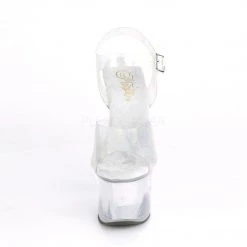 Pleaser Shoes SKY-308N Silver Hologram TPU/Silver Hologram Inserts Platform Sandal