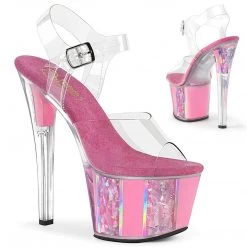 Pleaser SKY-308OF Clear/Baby Pink Platform Sandal Shoes 13 Pleaser SKY-308OF Clear/Baby Pink Platform Sandal Shoes