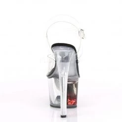 Pleaser Shoes SKY-308WHG Clear/Black-Red Glitter Platform Sandal 11 Pleaser Shoes SKY-308WHG Clear/Black-Red Glitter Platform Sandal
