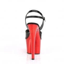 Pleaser SKY-309 Black Patent/Red Chrome Platform Sandal