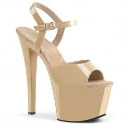 Pleaser SKY-309 Cream Patent/Cream Platform Sandal