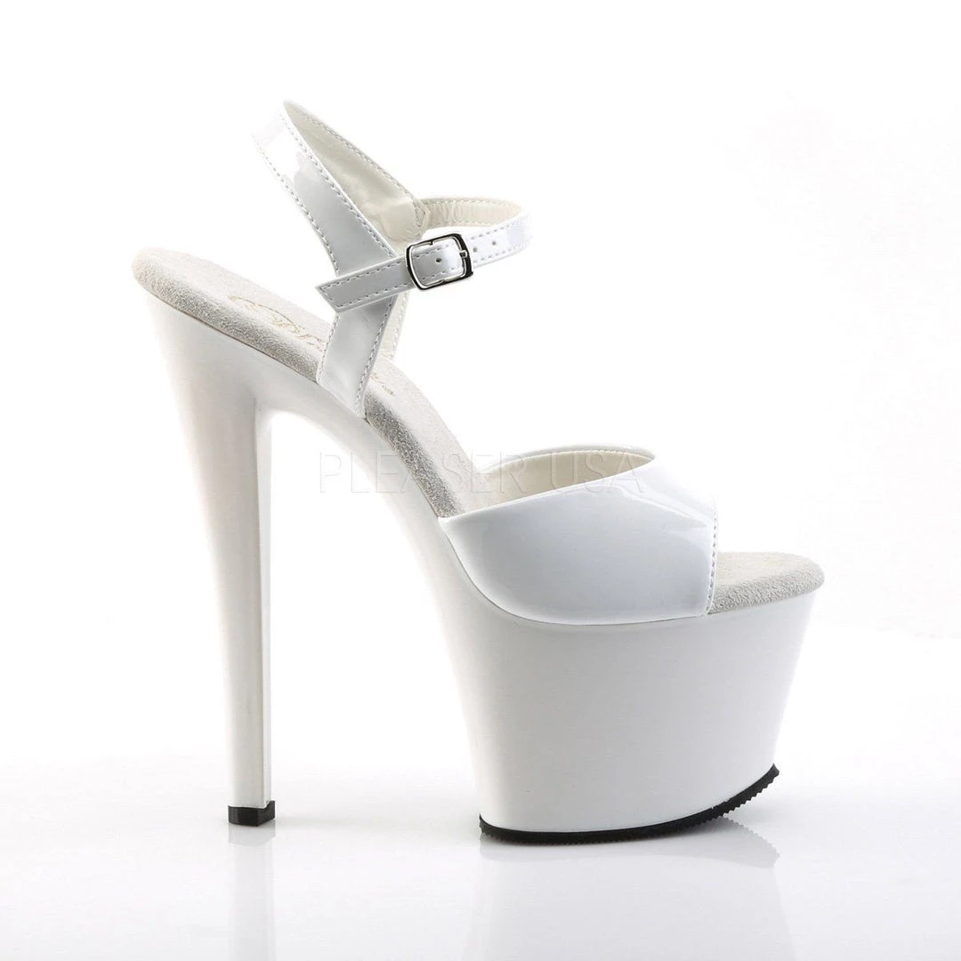 Pleaser SKY-309 White Patent Platform Sandal 8 Pleaser SKY-309 White Patent Platform Sandal