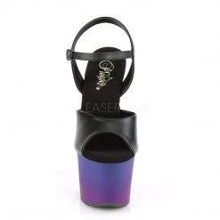 Pleaser SKY-309BP Black Faux Leather/Blue-Purple Ombre Platform Sandal