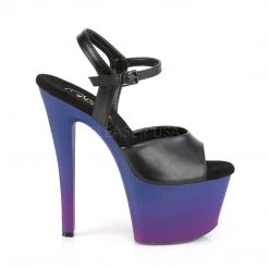 Pleaser SKY-309BP Black Faux Leather/Blue-Purple Ombre Platform Sandal