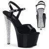 Pleaser SKY-309CHRS Black-Silver AB Rhinestone Platform Sandal