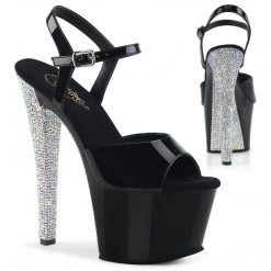 Pleaser SKY-309CHRS Black-Silver AB Rhinestone Platform Sandal