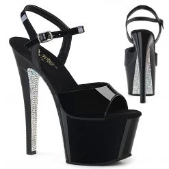 Pleaser SKY-309CRS Black-Silver AB Rhinestone Platform Sandal