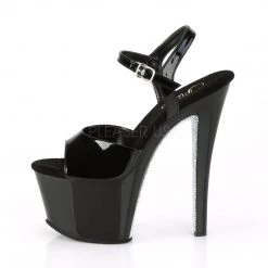 Pleaser SKY-309CRS Black-Silver AB Rhinestone Platform Sandal