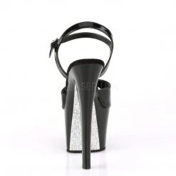 Pleaser SKY-309CRS Black-Silver AB Rhinestone Platform Sandal