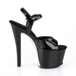 Pleaser SKY-309CRS Black-Silver AB Rhinestone Platform Sandal
