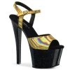 Pleaser Shoes SKY-309HG Gold Hologram/Black Platform Sandal