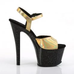 Pleaser Shoes SKY-309HG Gold Hologram/Black Platform Sandal 12 Pleaser Shoes SKY-309HG Gold Hologram/Black Platform Sandal