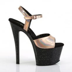 Pleaser Shoes SKY-309HG Rose Gold Hologram/Black Platform Sandal