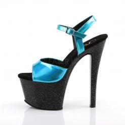 Pleaser Shoes SKY-309HG Turquoise Hologram/Black Platform Sandal