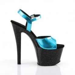 Pleaser Shoes SKY-309HG Turquoise Hologram/Black Platform Sandal