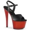 Pleaser SKY-309T Black Faux Leather/Frosted Red Platform Sandal Shoes