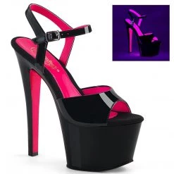 Pleaser New Arrivals SKY-309TT Black Patent-Neon Hot Pink Platform Sandal