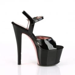 Pleaser Shoes SKY-309TT Black Patent-Rose Gold Chrome Platform Sandal