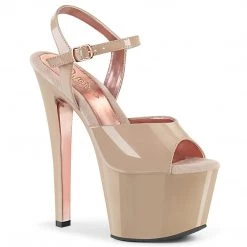 Pleaser SKY-309TT Nude Patent-Rose Gold Chrome Platform Sandal Coming Soon (Pre-Order)