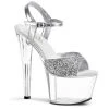 Pleaser SKY-310 Silver Glitter/Clear Platform Sandal Shoes 2 Pleaser SKY-310 Silver Glitter/Clear Platform Sandal Shoes