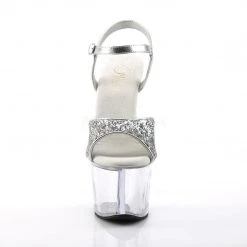 Pleaser SKY-310 Silver Glitter/Clear Platform Sandal Shoes