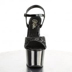 Pleaser Shoes SKY-310SQ Black Sequins/Pewter Chrome Platform Sandal