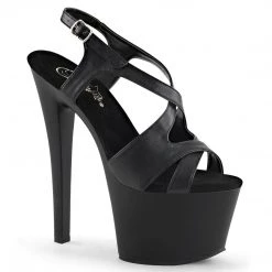 Pleaser SKY-330 Black Faux Leather Platform Sandal