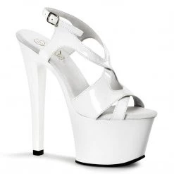 Pleaser SKY-330 White Patent Platform Sandal Shoes